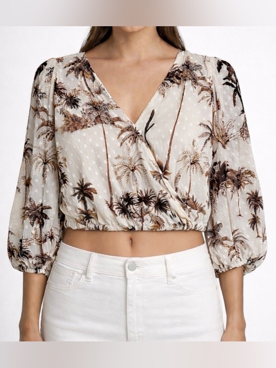 Joie Tops - Joie Desert Palm Tree Faux Wrap Blouse Size XS